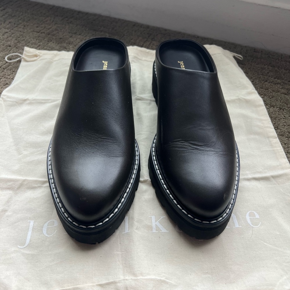 Jenni Kayne Black Leather Platform Mules